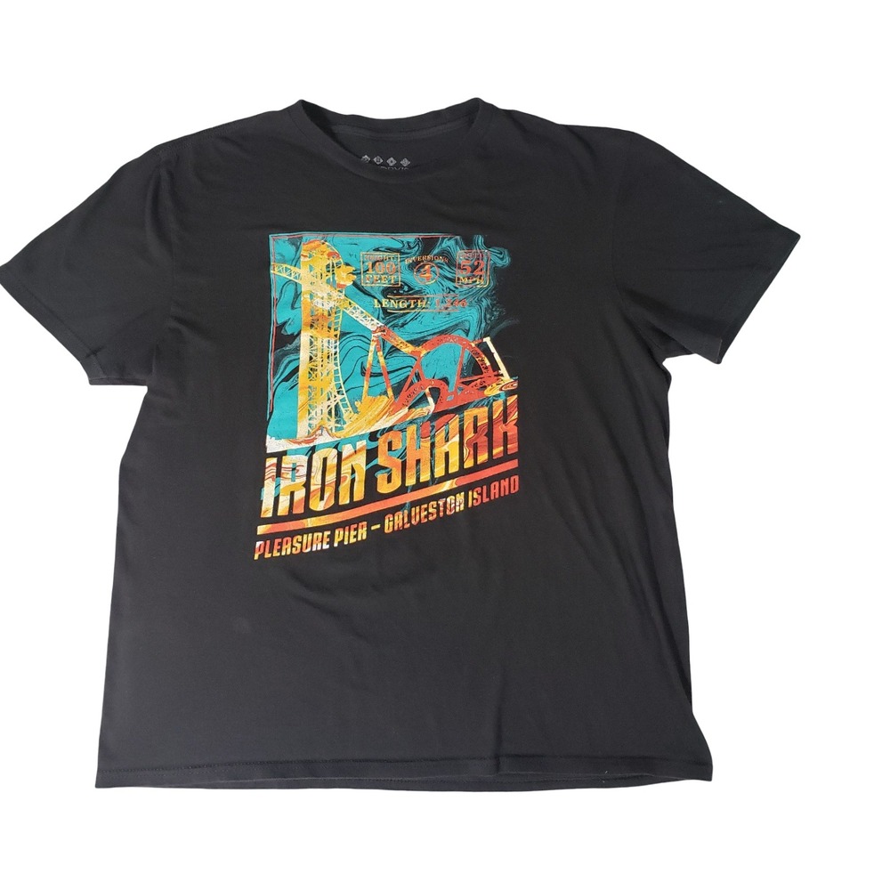 Landry's Iron Shark Pleasure Pier Galveston Island Black Graphic T-Shirt XL